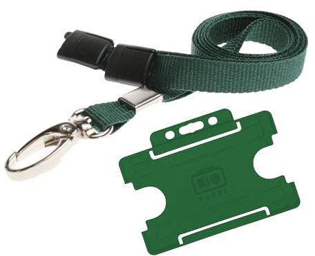 Customcard Ltd Lobster Clip Lanyard with Card Holder - Yellow Quick Release Lanyards for Neck - Ideal for Office, Work, Staff, ID Card Access - Sturdy Material, Comfortable to Wear - (Green)