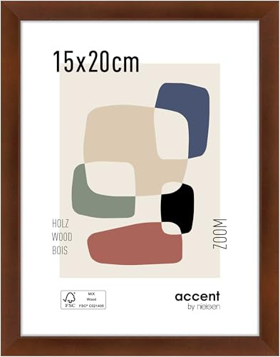 accent by nielsen Holz Bilderrahmen Zoom, 15 x 20 cm, Braun | Holz Fotorahmen im Hoch- & Querformat zum Auftstellen und Aufhängen Braun matt Echtglas