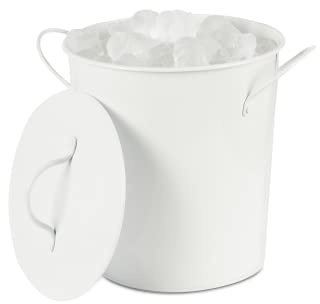 Galvanised Steel Insulated Ice Bucket with Lid – White Metal Ice Bucket for Ice Cubes & Bottle Chilling, Double Wall Insulated Bar Ice Bucket for Home Bar & Parties (3.25L) (3.25L, 6, Count)