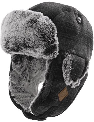 Comhats Varm pilotmössa, unisex, vinter, jägarmössa med fuskpäls för män, 89079_grå, M