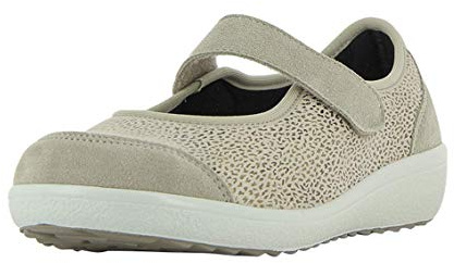 VAROMED Sevilla 77701 Femme Dame Ballerines à lanières,Mary-Jane,Chaussures Basses,Plates,Chaussures de santé,Confortables,Kiesel,38 EU / 5 UK