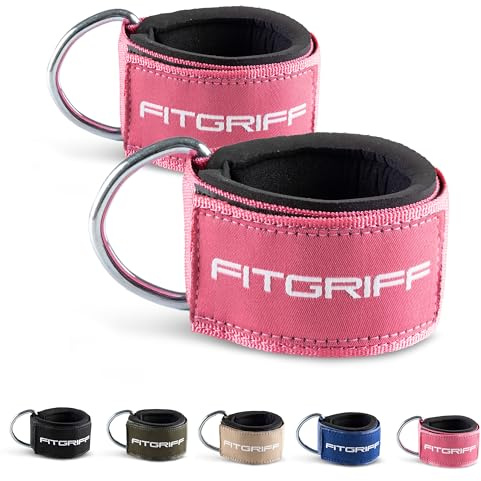 Fitgriff® Cavigliere Cavi Palestra V2 (2 Pezzi)- Attrezzi Fitness da Donna e Uomo per Kick Back, Allenamento dei Glutei, Leg Curl - Ankle Straps Gym
