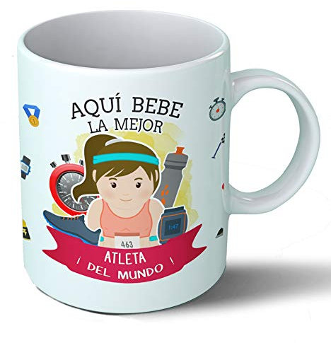 Planetacase - Taza Atleta - Regalo Original Atletismo Deportes - Cerámica 330 mL - Taza Desayuno Apta para Microondas y Lavavajillas - Resistente a Lavados - Atleta (La)