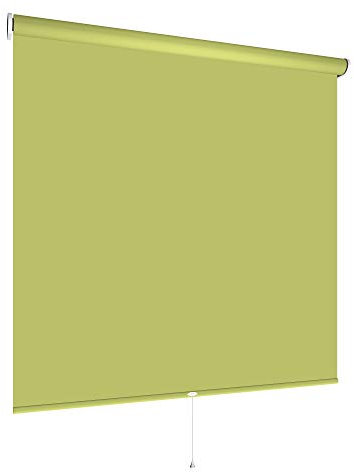 Springrollo Mittelzugrollo Schnapprollo viele Größen und Farben Montage Träger Metall Rollo Vorhang Blickdicht lichtdurchlässig Fenster Sonnenschutz Sichtschutz Blendschutz (130 x 180 cm, Blattgrün)