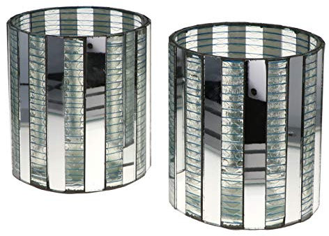 Wuona Objects Nona RAJA 2967-9x10cm - 2er Set - Mosaik Teelichtglas Teelichtgläser Kerzenglas Kerzengläser Mosaikglas orientalisch Vintage