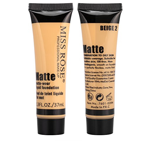 Yinhing 2PCS Makeup Makeup Base,Face Liquid Matte Wear Concealer Coverage Skin Cream, Liquid Makeup(BEIGE 5)