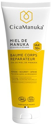 CICAMANUKA - Baume corps réparateur au miel de Manuka IAA10+ - Favorise la réparation des peaux sèches - Certifié Bio - 200ml