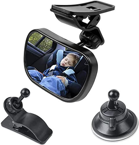 SSyang Rücksitzspiegel, Babyauto Spiegel, Schwarz, 88x55mm, 360° Drehung, Für Kleinkinder, Kinder, Fondpassagiere