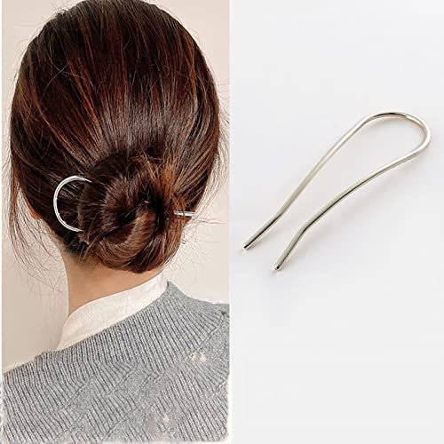 TseenYi U Form Haarnadel Metall Vintage Haarstäbchen Französisch Metallnadel Silber Haargabel Hochsteckfrisur Haarspange Minimalistisch U Form Haarnadel Zubehör Für Frauen Und Mädchen Geschenke