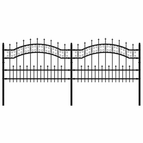 vidaXL Staket med spjuttopp 115 cm pulverlackerat stål
