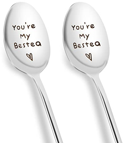 Coffee Spoon,2pcs Stainless Steel Tea Spoon,Engraved Spoon Lovers Gift-Wedding Gifts for Couple-Spoon Gifts