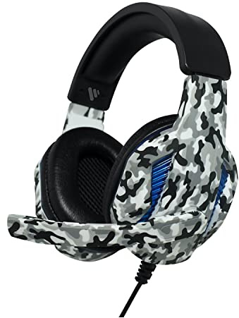 Vybe LED Headset with Camouflage Design for Play Station, Xbox, PC Gaming AUX-in Support Wired Cushioned Headphone with Adjustable Boom Microphone