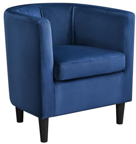 Yaheetech Velvet Tub Chair, Modern Upholstered Armchair, Accent Club Sofa Chair for Living Room Bedroom Lounge Reception, Blue