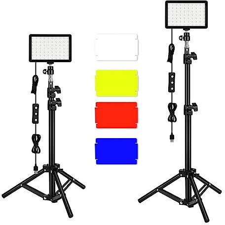 Kit de Iluminación de Vídeo de Fotografía de 2 Uds, Luces LED de Transmisión de Estudio con 9 Filtros de Color para Grabación de Vídeo de Escritorio de Fotografía de Cámara