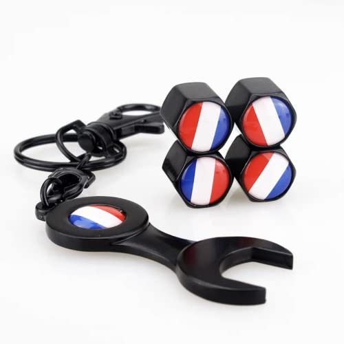 NICKAL 4 Stück Auto Rad Reifen Ventilkappen Vorbauabdeckungen für VW für Audi für Benz für BMW Frankreich Deutschland Italien Flagge Logo Auto Styling Zubehör,France
