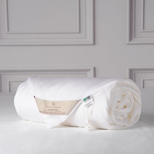CUDDLE DREAMS Lightweight Silk Filled Comforter for Summer, Detachable Tencel Duvet Cover for Easy Care, Naturally Breathable (White, Queen)