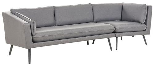 Beliani Modulares 3-Sitzer Garten Ecksofa grau recht seitig Wohnlandschaft L-Form Modern Loretello