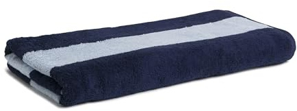 Möve Beach Blockstreifen Strandtuch 80 x 200 cm aus 100% Baumwolle, deep sea/Aquamarine