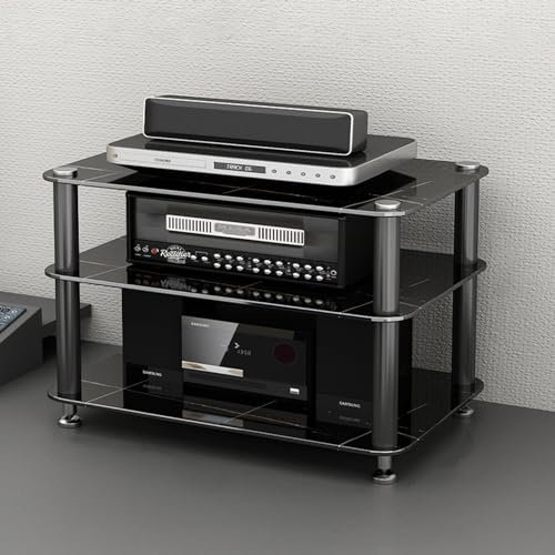Meuble stéréo Meuble d'angle pour disques/Support AV pour Home Cinéma, Etagère pour équipement électronique/Supports de Stockage pour Lecteur DVD/amplificateur, Bibliothèque de Chevet multifonctionn