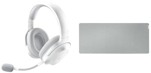 Razer Barracuda X - Casque Gaming sans Fil Multiplateforme Blanc Mercury & Pro Glide XXL - Tapis de Souris Souple la Productivité au Bureau Gris