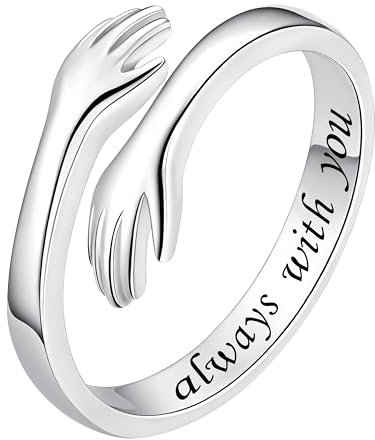Umarmung Ring für Damen, 925 Sterling Silber Ringe Always with You Versprechensringe Verstellbare Fingerring Stapelbare Freundschaftsringe Schmuckgeschenke
