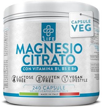 Magnesio Citrato 1500mg Di Cui 450mg Per Dose PiùLife, Con Vitamina B6 B5 B1, Integratore Citrato Di Magnesio Puro, Sistema Nervoso E Muscolare, Regolarità Intestinale, Alta Biodisponibilità