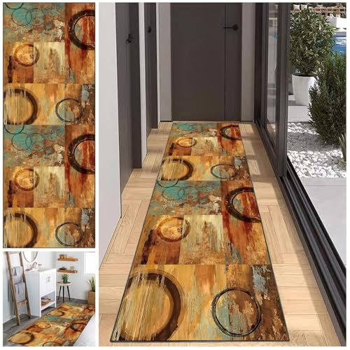 JaevKwzy Flur Teppich Läufer, Langer Küchenläufer 80 x 100 cm, rutschfest Eingangstürmatte, Waschbar Teppich Läufer für Waschküche Eingang Wohnzimmer, Flurläufer Bettvorleger Schlafzimmer