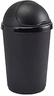 ZARVICZONIA Premium Plastic Bullet Bins 30L, 50L Waste Paper Recycling Dustbin Flap Lid Home Kitchen House Office Rubbish Trash Bin (Black, 50 Litre)