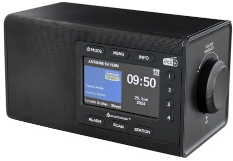 Soundmaster DAB900 Digitalradio mit DAB+ & UKW/FM, Bluetooth, Radiowecker, großes Farbdisplay, Farbe:schwarz
