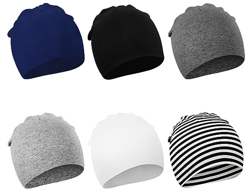 DRESHOW 6 Paket Babymössa för Nyfödda Mjuk och Söt Stickad Mössa Sjukhusmössa för Bebisar Pojkar Spädbarn Mössa