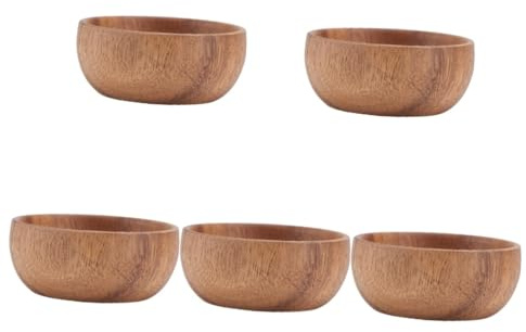 DECHOUS 5 Pièces Assiette en Bois Bol Plat De Nourriture Plat De Noix Saladier avec Couvercle Salades Bagatelle Plaque Plats De Service FR Nouille Repas Assiettes Plateaux Brown