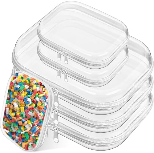 6 Pcs Clear Zippered Hard Cases, Travel Storage Pouch