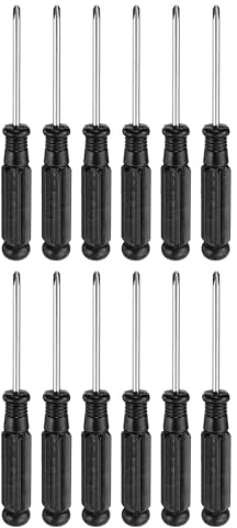 sourcing map Lot de 12 mini tournevis cruciformes PH00 #00 de 9,1 cm de long en acier au carbone avec poignée ergonomique en ABS pour réparation de bricolage, noir