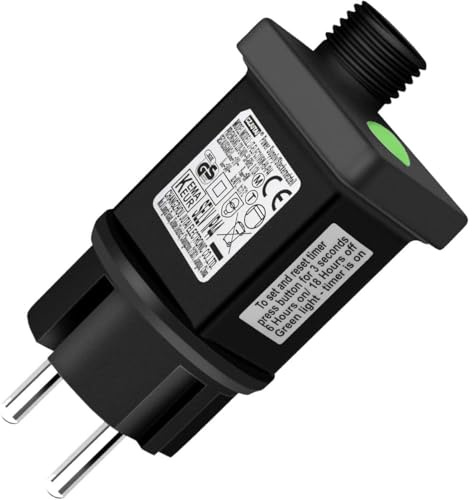 Cozymeow 24V 6W AC Netzteil Lichterkette Stecker 8 Modi mit Timer | Speicherfunktion Lichterkette Ersatz Wasserdicht Adapter Trafo für Außen Innen Weihnachtsbeleuchtung Eisregen Lichtervorhang