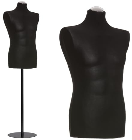 DummyDoll Schneiderpuppe männlich Größe 50/52, Überzug schwarz, Fuß Metallteller schwarz + Kappe