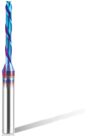 Spiralfräser Kompressionsschnitt 1/4 Zoll Schaft Vhm-CNC-Fräser mit Nano-blauer Beschichtung CNC-Fräser Schaftfräser für Holzarbeiten Einsteckschlitzverkleidung(1, 1/8”Dia x 13/16”CL x 2-1/2”OAL)