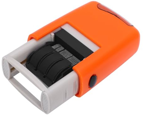Garosa Självfärgad Datum Stamp Rummi Engelska Datum Numrering Stämpel Kristall Klar Stämpel Fast Torkning Lättvikt Kompakt med Bekväm Design för Kontorsdokument (Orange)