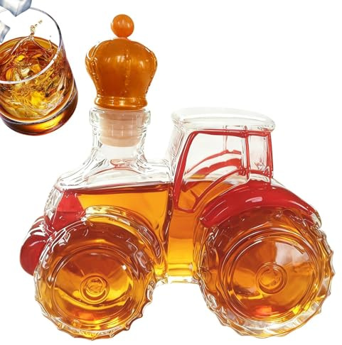 Botellas vacías de licor – Contenedor de vidrio de 300 ml para tractor, decantador de whisky para coche, botella de tequila, para vino, alcohol, bourbon, vodka, brandy, hogar, oficina, bar, hombres