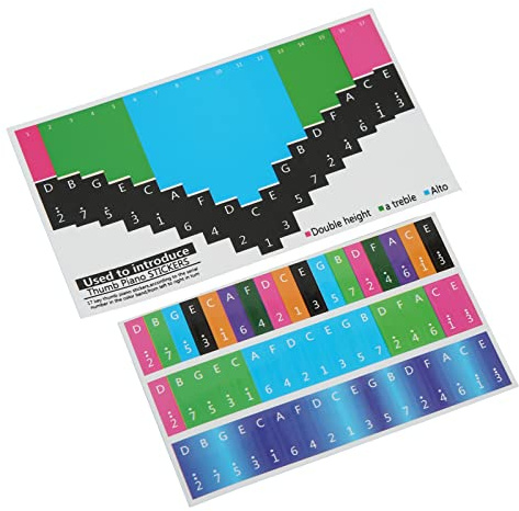 Generic Bunte Kalimba-Skala-Aufkleber, Aufkleber für Daumenklaviertasten für Anfänger, Musiknoten-Dekoration mit Hoher Haftung für Einfaches Üben. Material: Papier, Bunt (Universelles Daumenklavier