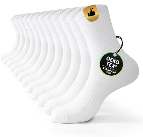 FALARY Sportsocken Herren Damen Baumwolle Crew Socken, 3er/6er/12er Set | Atmungsaktive Socken mit Frotteesohle aus Baumwolle – ideal für Sport, Laufen und Alltag, Größe 35–50