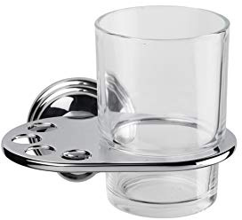 Croydex Westminster Chrome & Glass Toothbrush and Tumbler Holder