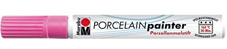 Marabu 01230031033 - Porcelain & Glas Painter rosa, hochglänzender Porzellan- und Glasmalstift auf Wasserbasis, Strichstärke 1 - 2 mm zum Malen und Schreiben, spülmaschinenfest nach Einbrennen