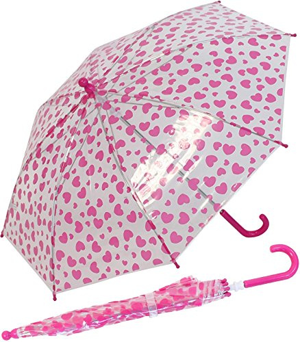 happy rain Regenschirm Kinder durchsichtig transparent Bambino Hearts