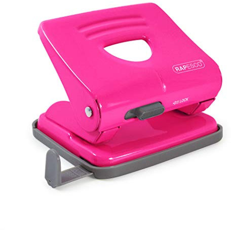 Rapesco 1360 Perforatrice a 2 Fori 825 in Metallo, Fora fino a 25 Fogli, Fucsia