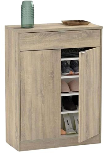 Abitti Zapatero Recibidor Multiestancia Berlín Estilo Natural en Color Roble Cambrian con 1 Cajón y 4 Estantes 75x101x37 cm