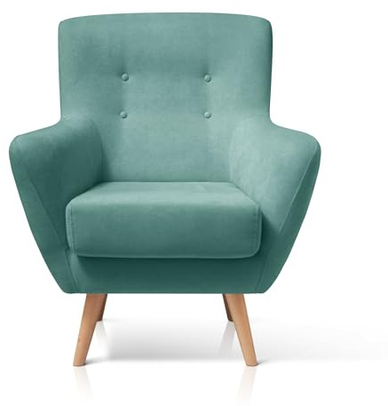 SUENOSZZZ-ESPECIALISTAS DEL DESCANSO Butaca nórdica Izan de una Plaza, sillón tapizado en Tela Antimanchas Color Turquesa