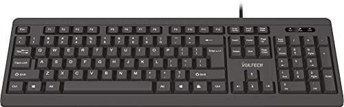 VulTech KEY-609 Tastiera Wired con Cavo USB, 105 Tasti, Layout Italiano QWERTY, LED di Stato, Resistente Gocce d'Acqua, Nero