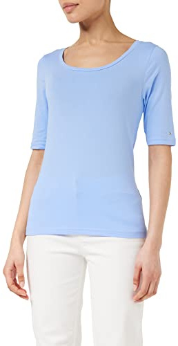 Tommy Hilfiger Damen T-Shirt Kurzarm Slim Fit, Blau (Vessel Blue), XL