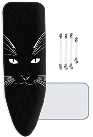 ZJBKX Extra großer Bügelbrettbezug, 140x40cm, schwarz kariert, mit 4 Clips