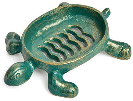 Sungmor Seifenhalter aus Gusseisen, strapazierfähig, abtropfbar, schöne Schildkröten für Küche, Badezimmer, Spüle, Seifenschale, praktische und dekorative Tischseifenkiste